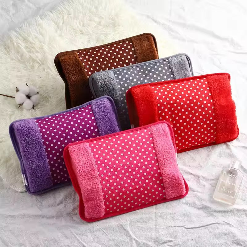 Electric Hot Water Bag Heating Pad | Soft Plush Cover | Pain Relief & Hand Warmer