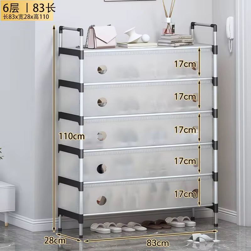 6-Tier Shoe Rack with Cover | Space-Saving Entryway Organizer