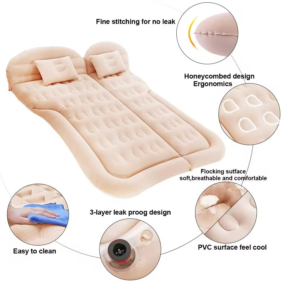 SUV Car Inflatable Air Mattress Bed – With Pump, 2 Pillows & Storage Bag