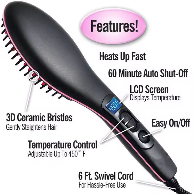 Rozia HR765 Professional Electric Hair Straightening Brush – LCD & Ionic Care