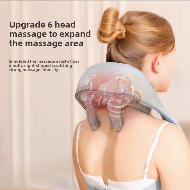 6-Head Electric Neck & Shoulder Massager – Wireless & Heated