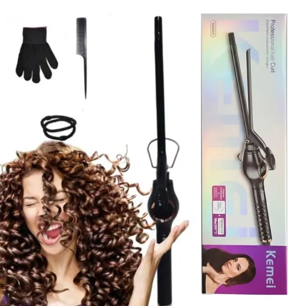 Professional Curling Iron with LED Display – 9mm/13mm/25mm Ceramic Glaze Wand