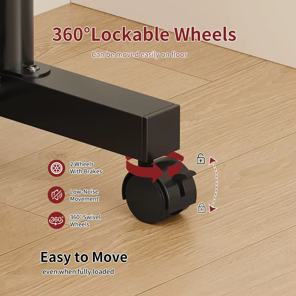 Double Rail Clothes Rack with Shelves & Lockable Wheels | Heavy Duty Metal Garment Stand