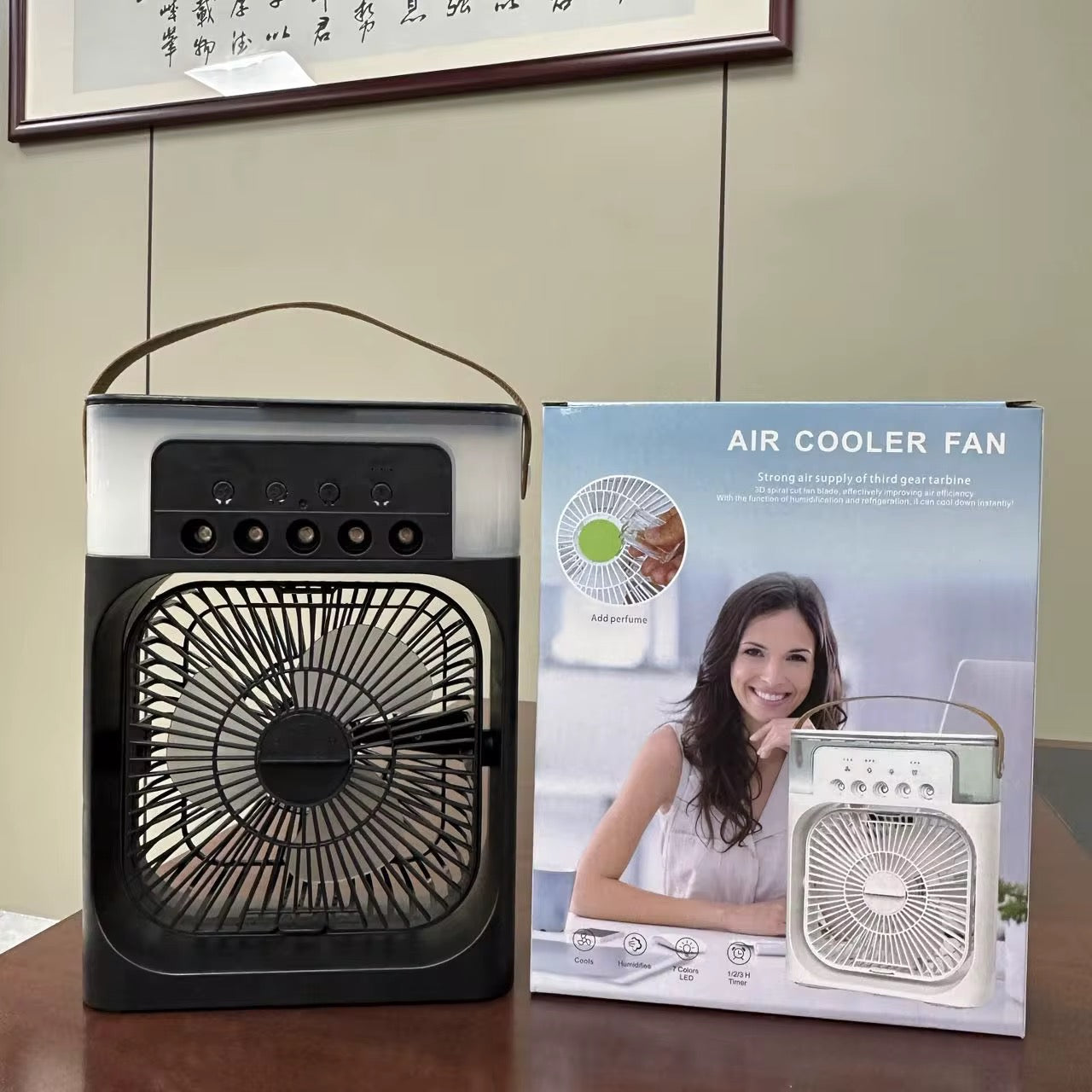 3-in-1 Portable Air Cooler Fan – Cooling, Humidifier & Mist Spray