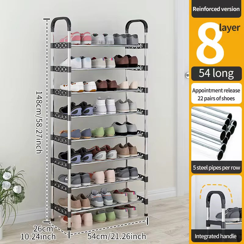 8-Tier Steel Shoe Rack | Holds 22 Pairs | Space-Saving Home Organiser