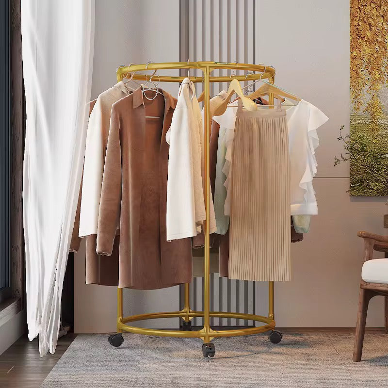 Round Circular Clothes Rack on Wheels | Gold Garment Organizer