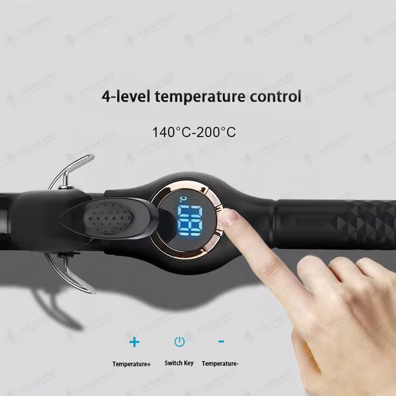 Professional Curling Iron with LED Display – 9mm/13mm/25mm Ceramic Glaze Wand
