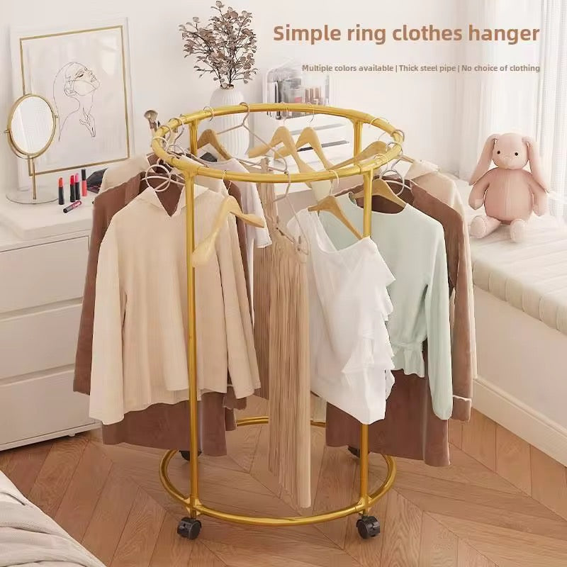 Round Circular Clothes Rack on Wheels | Gold Garment Organizer