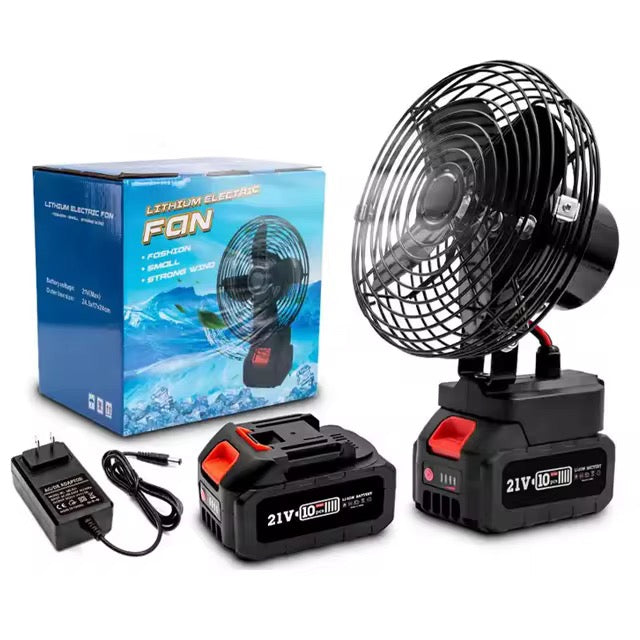 Portable Cordless Fan with 21V Lithium Battery – Outdoor & Home Use