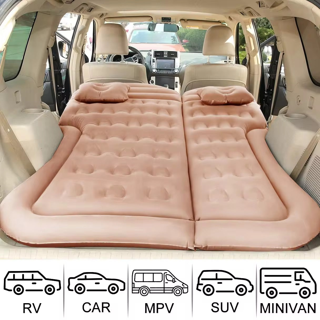 SUV Car Inflatable Air Mattress Bed – With Pump, 2 Pillows & Storage Bag