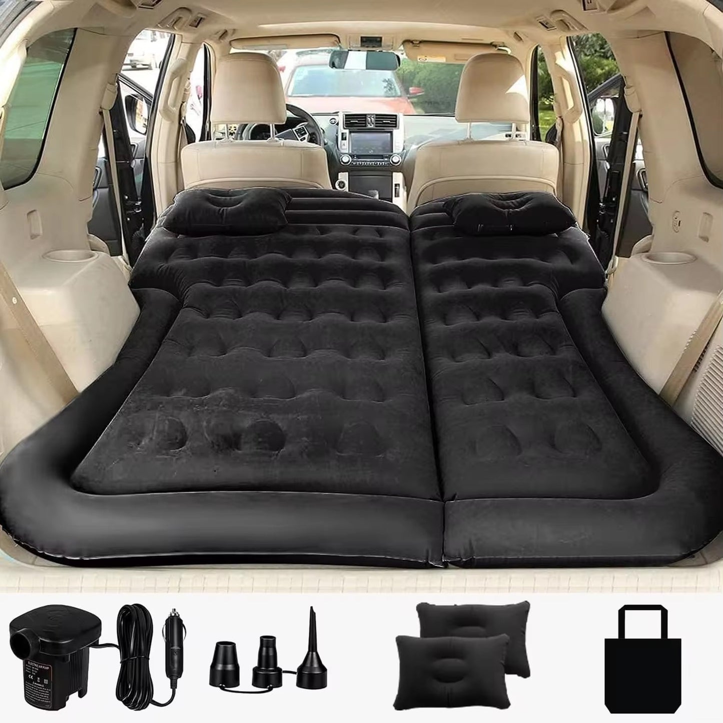 SUV Car Inflatable Air Mattress Bed – With Pump, 2 Pillows & Storage Bag