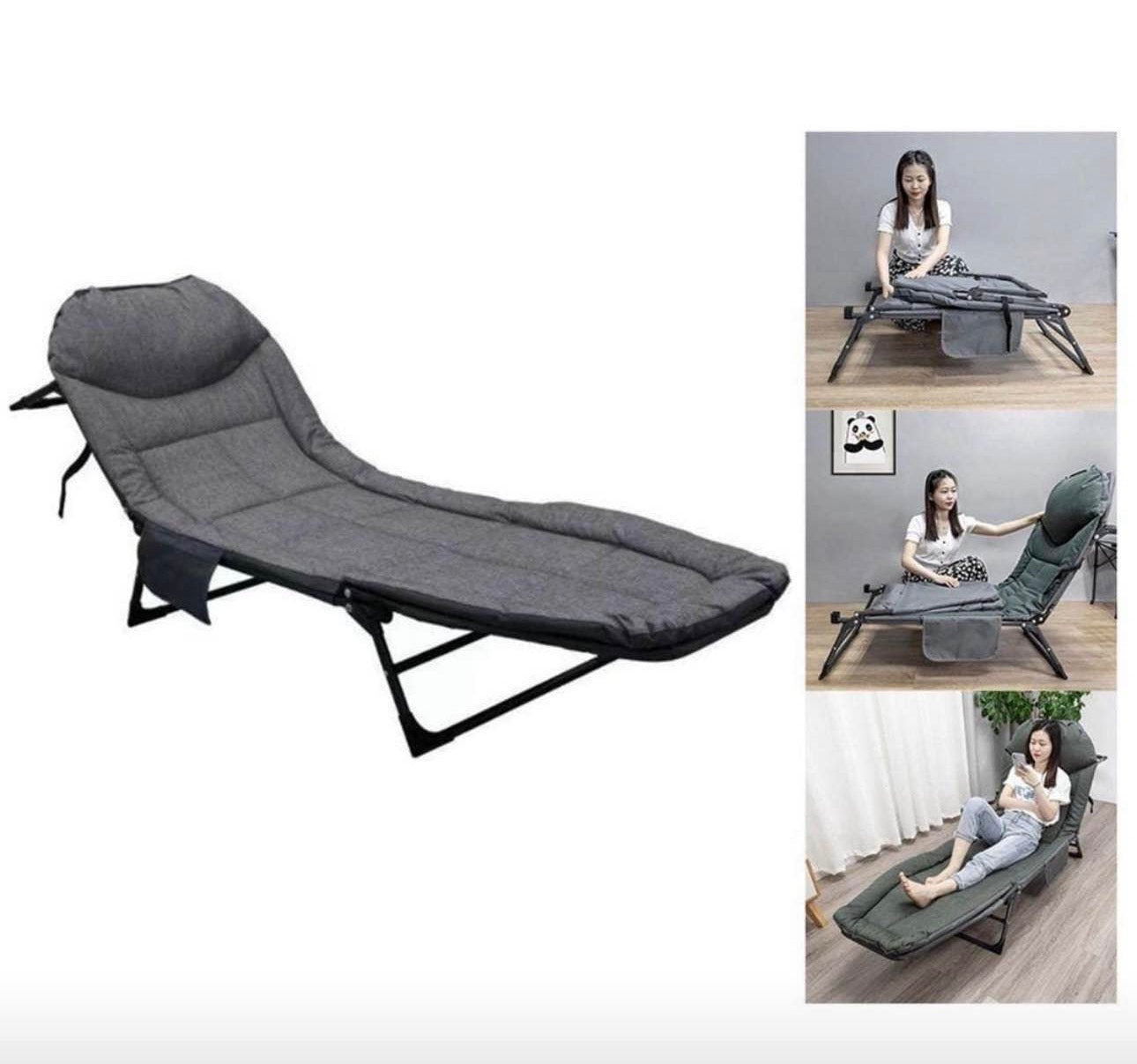 Foldable Recliner Bed Chair 6-Speed | Memory Pillow | Padded Lounge