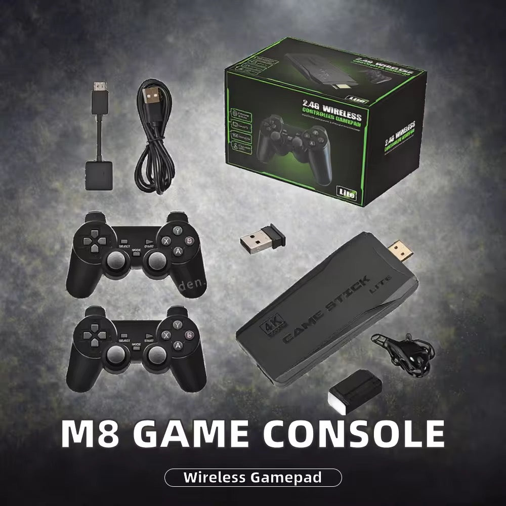 M8 4K Game Stick Console | 2.4G Wireless Controllers | Retro Gaming HDMI TV Console