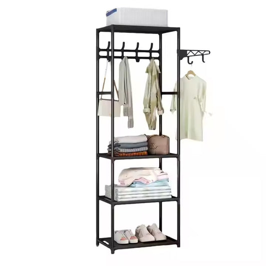 Freestanding Clothes Rack with Shelves & Hooks | Bedroom Organizer