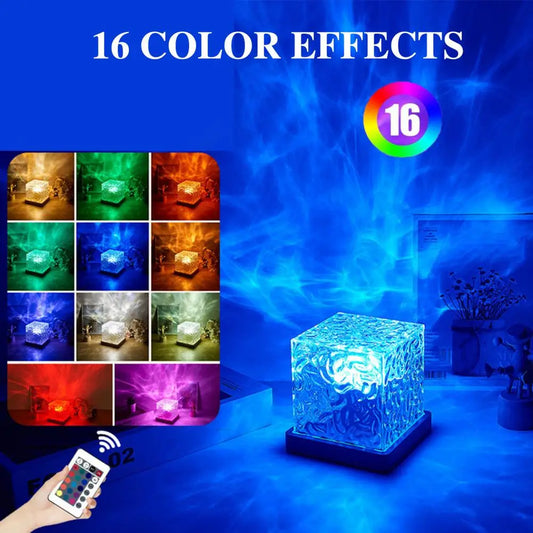16-Color Rotating Wave Night Light with Remote