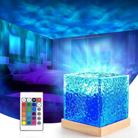 16-Color Rotating Wave Night Light with Remote
